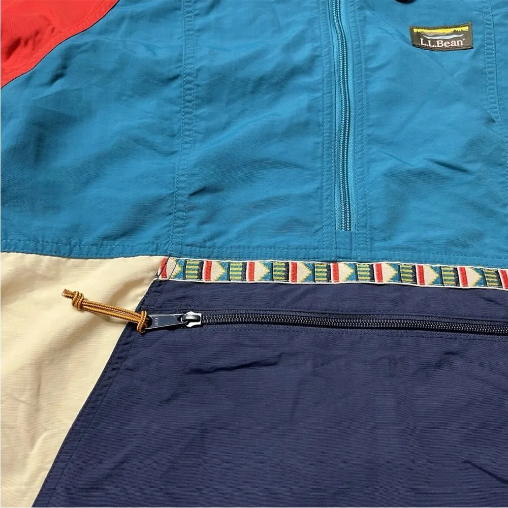 LL Bean Womens Mountain Classic Anorak Color Block Jacket Size Small